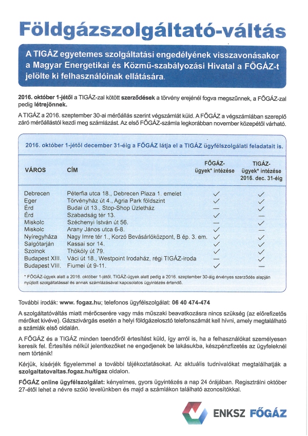 Foldgazszolgaltato valtas